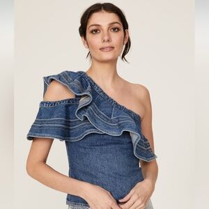 Self-Portrait Asymmetrical Women’s Jean Frill Top